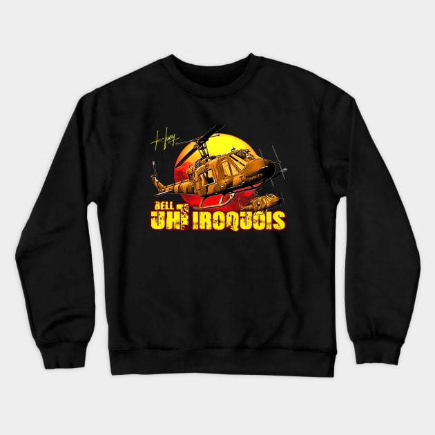 uh 1h iroquois huey helicopter Crewneck Sweatshirt by aeroloversclothing